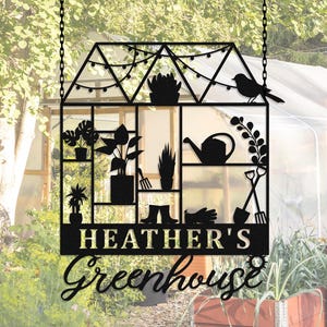 Letrero metálico personalizado para invernadero, letrero colgante personalizado para jardín, decoración de patio, letrero para invernadero, regalo para jardinero