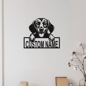 Custom Dachshund Sign, Dachshund Sign With Name, Dachshund Dog Wall Decor, Dog Lover Gift, Personalized Dog Sign, Metal Wall Art, Pet Gift