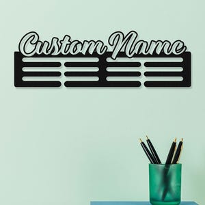 Personalized Medal Holder, Custom Medal Display Rack for Awards, 12 Rungs for medals & Ribbons, Medal Hanger, Medal Display, Award Display
