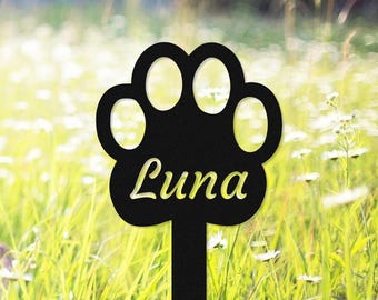 Dog Paw Heart Metal Sign, Personalized Pet Memorial Metal Garden Sign, Metal Dog Garden Stake, Dog Lover Gift,Pet Loss Gift,Dog Grave Marker