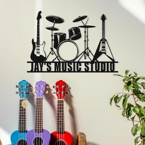Personalized Music Room Name Sign, Custom Music Metal Sign, Musician Name Sign, Musician Gift, Musical Instruments Sign, Music Lover Gift