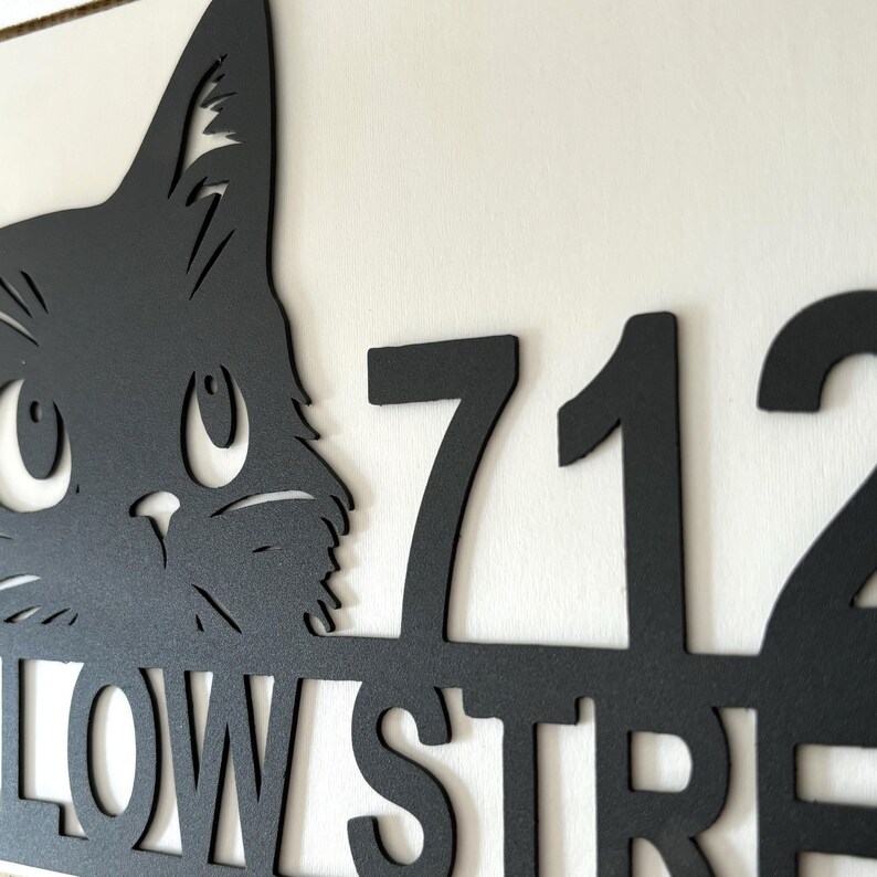 Custom Cat Metal Address Plaque, Personalized Cat House Number Metal ...