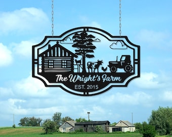 Custom Farmhouse Metal Name Sign, Personalized Ranch House Sign, Farm Sign, Metal Barn Sign, Ranch Decor, Farm Gate Sign, Last Name Sign