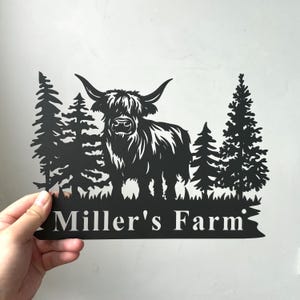 Custom Highland Cow Metal Sign, Personalized Highland Cow Metal Wall Art, Cow Ranch Decor, Farmhouse Decor, Cow Farmer Sign, Cow Gifts
