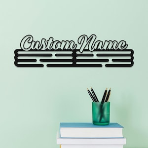 Custom Name Medal Hanger, Custom Text 12 Rungs for Medals & Ribbons, Medal Display, Personalized Sports Medal Holder, Award Display