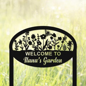 Custom Garden Sign, Personalized Metal Garden Sign, Metal Garden Stake, Flower Design, Lawn Signs, Yard Sign, Garden Decor,Mother’s Day Gift