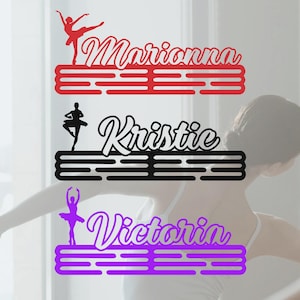 Custom Dance Name Medal Hanger, Dance Medal Display, Personalized Ballet Dance Medal Holder, 12 Rungs for Medals & Ribbons, Dancer Gift