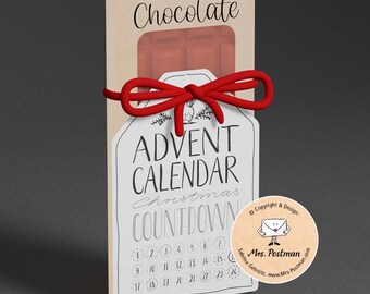 Advent calendar Christmas countdown tag to print Download DIY last-minute gift calendar coloring easy quick everybody Christmas tracker