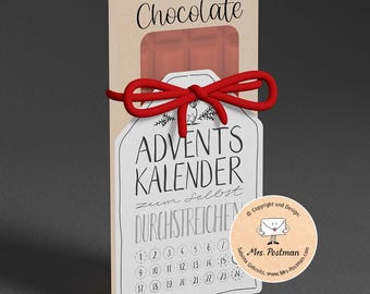 Advent calendar Christmas countdown tag to print Download DIY last-minute gift calendar coloring easy quick everybody Christmas tracker
