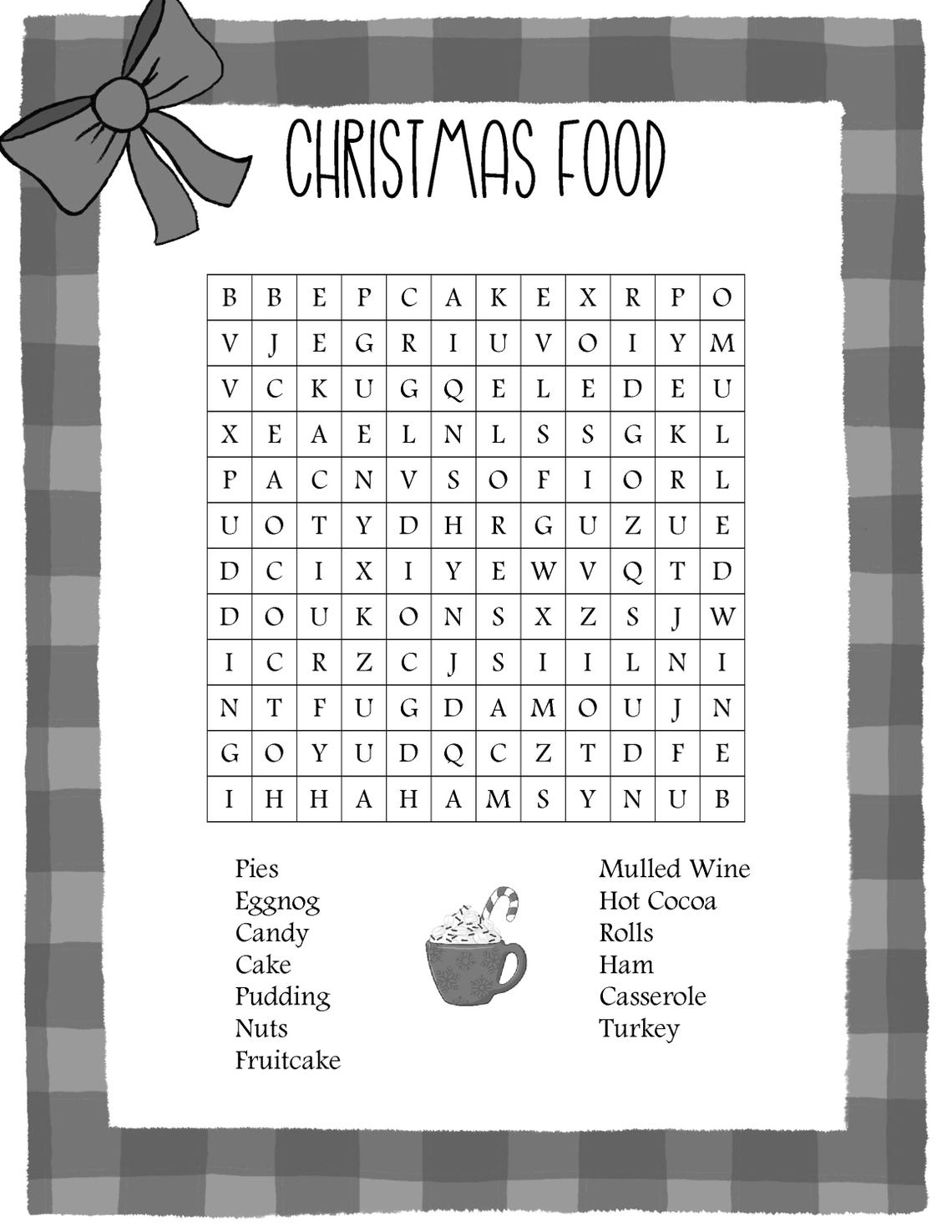 Christmas Food Word Search - Etsy