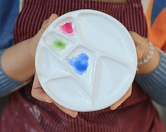 Handmade Ceramic Watercolor Palette: 7-Well Artist Palette
