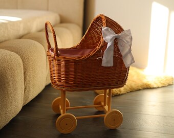 ヴィンテージ人形用ベビーカー、レトロ人形用バギー、アンティーク人形