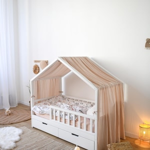 House Bed Canopy, Montessori bed canopy, bed curtains, Montessori house, canopy bed curtains, play tent, bed baldachin, kids room drape