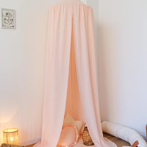 Light Peach Bed Canopy, Nursery Canopy Tent, Girls Room Decor, Hanging Canopy for Kids, Soft Cotton Canopy, Toddler Reading Nook Tent