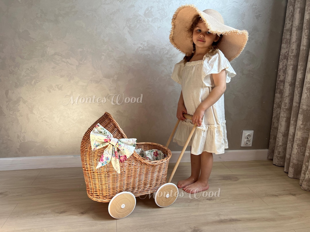 Wicker Baby Carriage, Wicker Baby Stroller, Baby Pram, Natural Doll ...