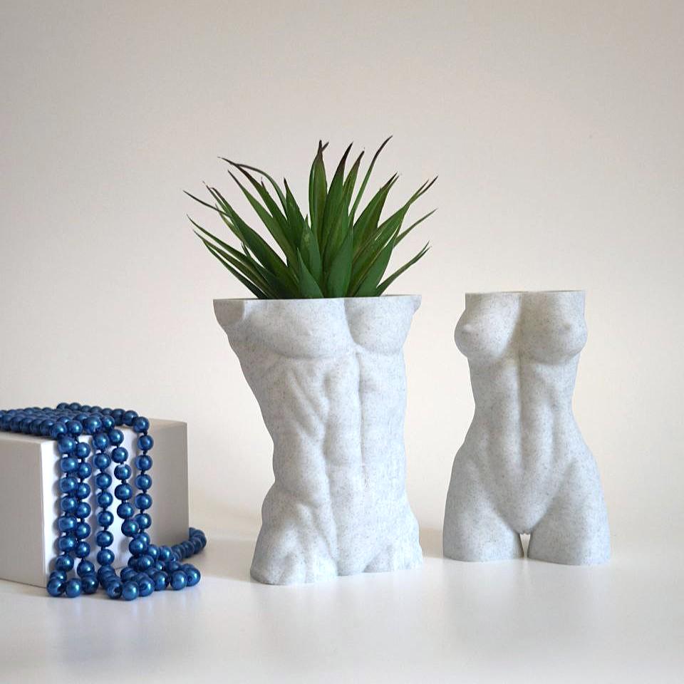 Male & Female Torso Planter 5" - Modern Body Pot, Air Plant Holder, Home Décor