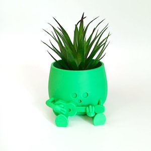 Happy Face Guitar Planter: Quirky PLA Home Decor, Music Lover Gift
