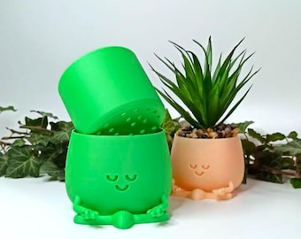 3D Printed Happy Face Yoga Pot Zen Mode Planter