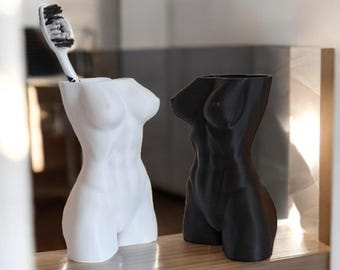 3D Printed Feminine Body Toothbrush Holder: Modern Bathroom Decor