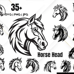 Cheval SVG, cheval SVG Bundle, Silhouette de cheval, Svg pour amateur de chevaux, Svg animal, clipart animaux, Silhouette animale, tête de cheval, produit numérique