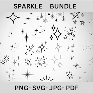 Sparkle SVG Bundle, Sparkle PNG Bundle, Sparkle Silhouette, Star Svg, Twinkle svg, Sparkle Art, Sparkle Clipart, 35 Designs, digital product