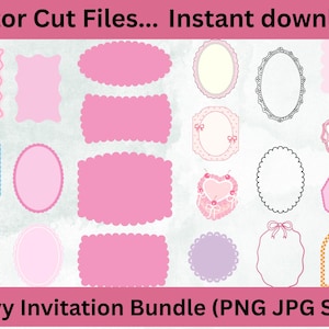 Golvende uitnodiging, handgetekende frames SVG-bundel, handgetekende randen clipart, doodle frames png, golvende kronkelende rand, golvende rand digitaal product