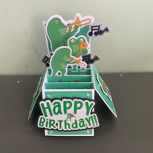 Carte d'anniversaire personnalisée unique, faite main, GRENOUILLES MUSICALES. jazz, funk, blues