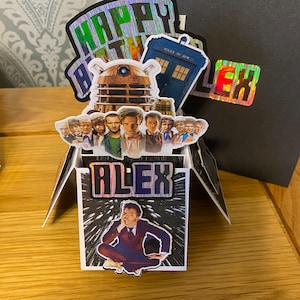 UNIQUE Handmade DR WHO themed Personalised birthday box card.