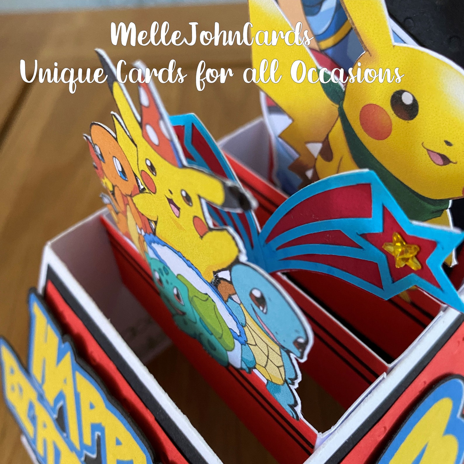 UNIQUE Handmade POKEMON birthday box card. Personalised card. | Etsy