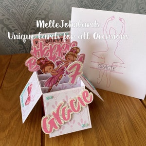 Carte boîte personnalisée faite main sur le thème du BALLET. TOUTES LES OCCASIONS - anniversaire, merci, félicitations, bonne chance .....