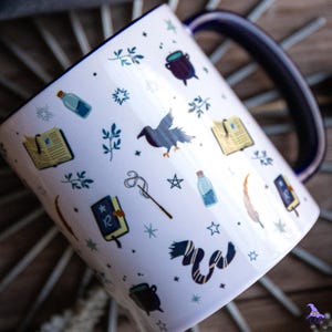 Magic Raven Mug – Fantasy Cup With Spellbook Symbols, Wizardcore Tea Mug, Enchanted Drinkware Gift For Cozy Magic School Fans