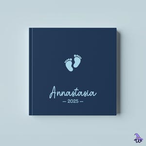 Libro de recuerdos de bebé personalizado: diario personalizado para recién nacidos con nombre y año, álbum de recortes con huellas de bebé, regalo de recuerdo para los primeros hitos.