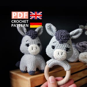 Donkey Crochet Pattern | Crochet Donkey | Baby Rattle Farm Animal | Crochet Pattern | English and German | Amigurumi | For Beginners