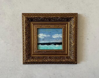 Impressionist painting, Vintage oil painting original, Oil painting original, Mini vintage painting, Vintage painting original