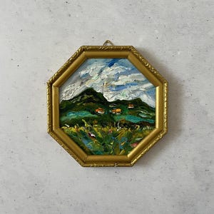 Oil painting miniature, Oil painting original, Original art painting, Mini vintage painting, Vintage painting original