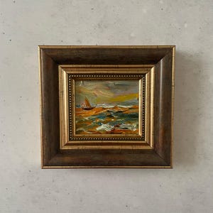 Pintura al óleo original pequeña, Pintura al óleo original, Mini pintura vintage, Pintura al óleo miniatura, Pintura al óleo original
