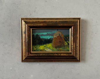 Antique oil painting original, Original oil painting, Small antique painting, Original vintage oil painting, Miniature oil painting