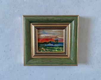 Oil painting miniature, Oil painting original, Original oil painting, Mini vintage painting, Vintage oil painting original