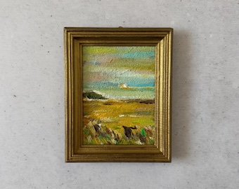 Impressionist painting, Oil painting miniature, Oil painting original, Oil painting original vintage, Vintage painting original
