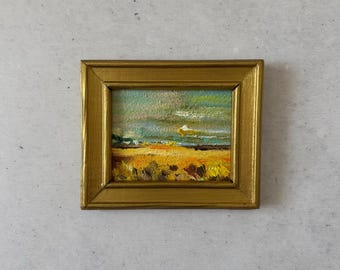 Miniatura de pintura al óleo, pintura al óleo original, pintura al óleo original, pintura al óleo original vintage, pintura vintage original