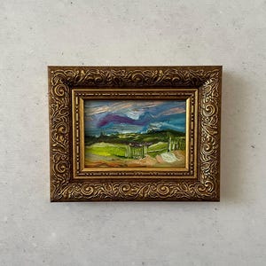 Pintura al óleo original, Pintura al óleo miniatura, Pintura al óleo original pequeña, Pintura al óleo original vintage, Pintura al óleo original