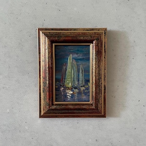 Oil painting miniature, Oil painting original, Original art painting, Mini vintage painting, Vintage painting original