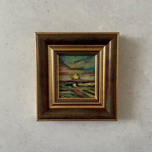 Pintura al óleo original pequeña, Pintura al óleo original, Mini pintura vintage, Pintura al óleo miniatura, Pintura al óleo original