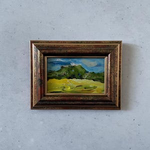Pintura al óleo original antigua, Pintura al óleo original, Pintura antigua pequeña, Pintura al óleo original vintage, Pintura al óleo en miniatura