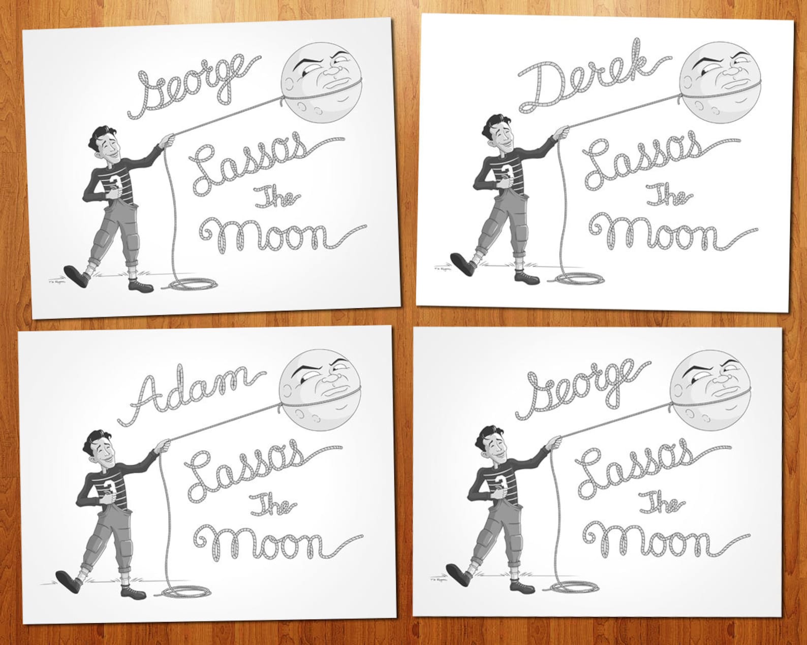George Lassos the Moon - 11 X 14 Custom Print - Etsy