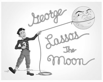 George Lassos the Moon - It&#39;s A Wonderful Life Print