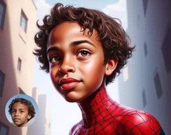 Aangepast superheldenportret voor kinderen | Gepersonaliseerde stripkunst | Illustratie digitale held