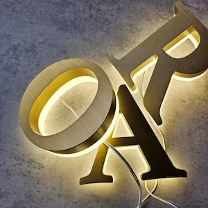 Letrero LED comercial personalizado, letrero luminoso, letrero con letras 3D de acero inoxidable retroiluminado, letrero de metal 3D, letrero con palabras del logotipo iluminado de la empresa de escaparates