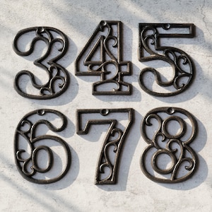 Iron House Numbers,Modern Numbers,Address Numbers,Mid Century Home Decor,Retro Numbers,Iron Numbers with Mounting Screws, Height 11.5cm/4.5&quot;