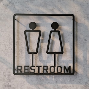 Restroom Wall Sign, Double Sided Restroom Sign, Bathroom Sign, Restroom Sign, Toilet Sign, Restroom door sign metal, Male and Fimale toilet